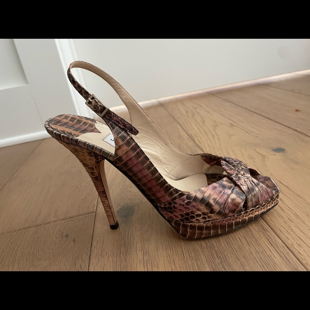 Jimmy Choo Worn ONCE stunning snakeskin 36 sling back heels